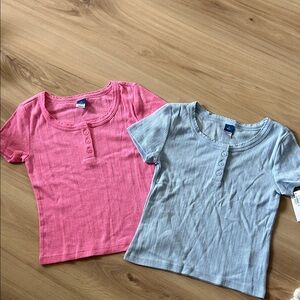 NWT Kid’s Old Navy Light Blue and Pink Ribbed Top
